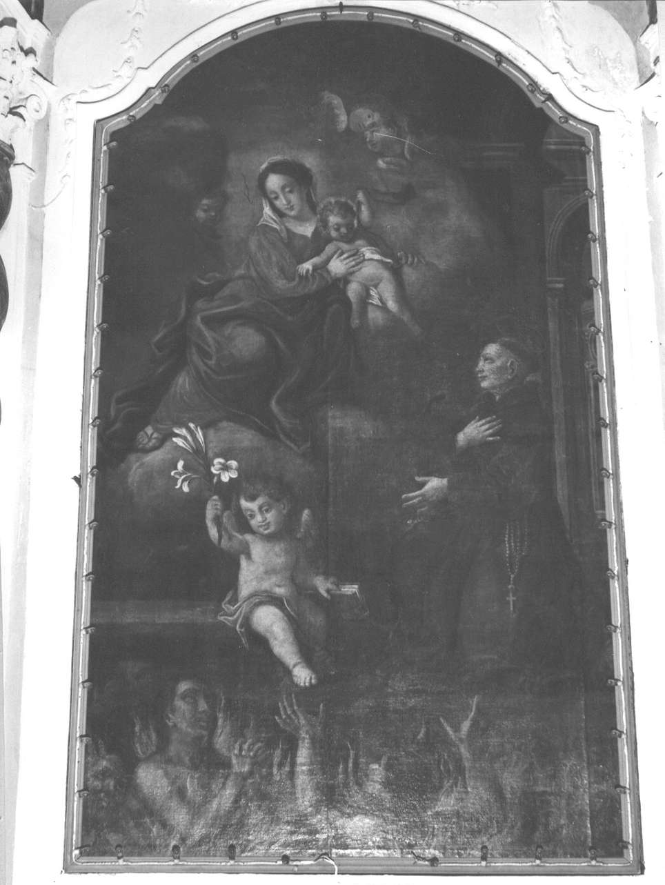Sant' Antonio da Padova intercede presso la Madonna per le anime del purgatorio (dipinto, elemento d'insieme) - bottega ligure (sec. XVIII)
