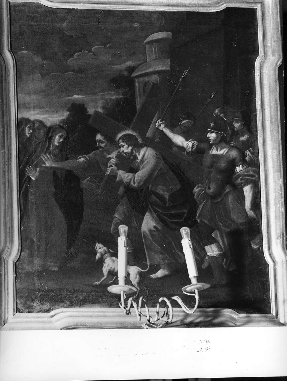 stazione IV: Gesù incontra la Madonna (Via Crucis, elemento d'insieme) di Palmieri Giuseppe (prima metà sec. XVIII)