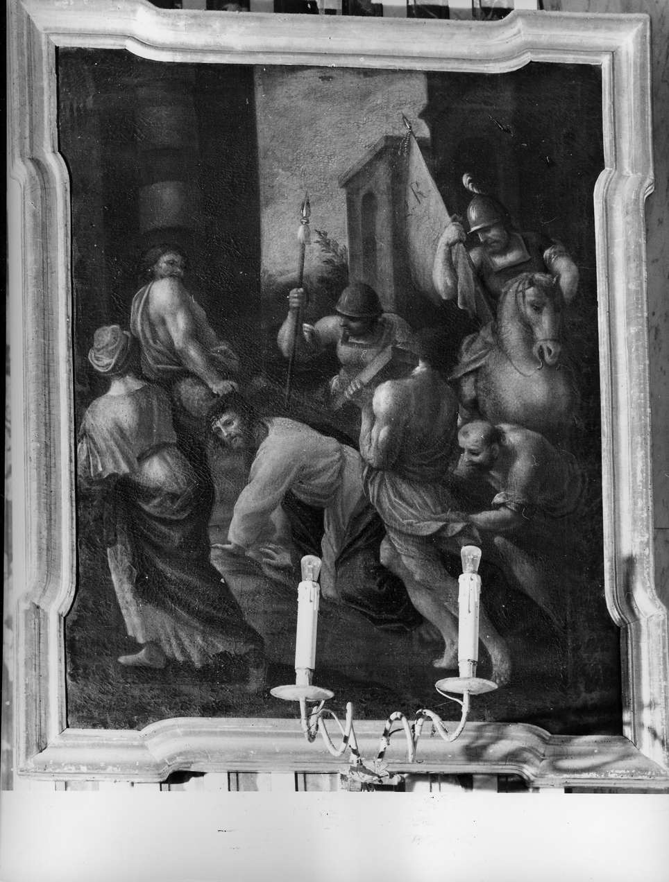 stazione IX: Gesù cade sotto la croce la terza volta (Via Crucis, elemento d'insieme) di Palmieri Giuseppe (prima metà sec. XVIII)