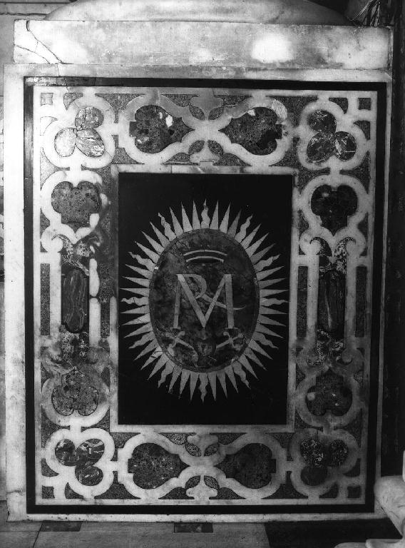 simboli mariani (decorazione plastico-architettonica, coppia) di Carlone Tommaso (sec. XVII)