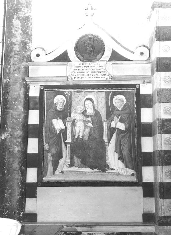 Cristo redentore con San Domenico e San Francesco d'Assisi (edicola, opera isolata) - ambito ligure (fine sec. XV, sec. XIX)