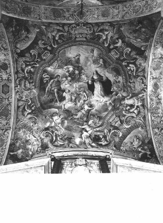Santa Rosa da Lima in adorazione della Vergine (dipinto) di Carlone Giovanni Battista (attribuito), Brozzi Paolo (ultimo quarto sec. XVII)