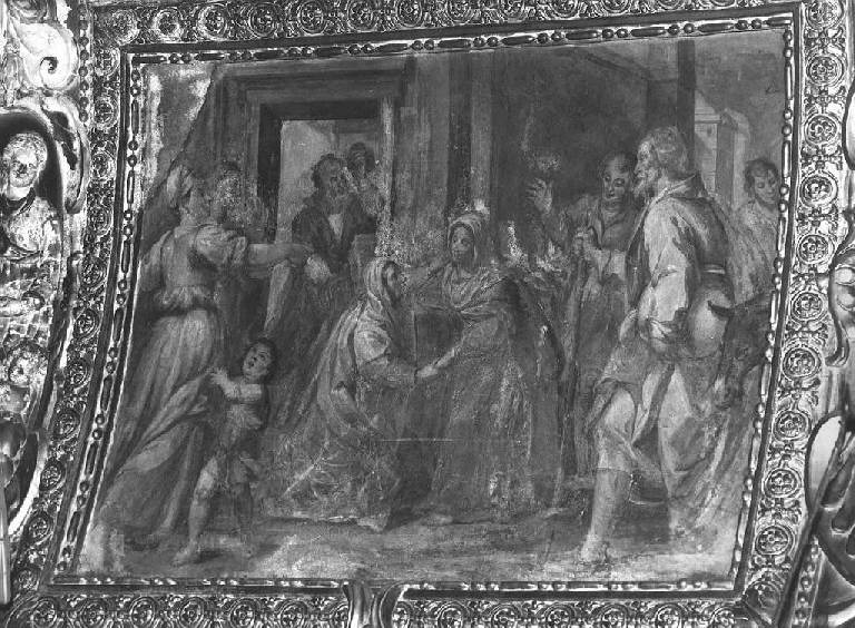 visitazione (dipinto, elemento d'insieme) di Carlone Giovanni Battista (scuola) (secondo quarto sec. XVII)