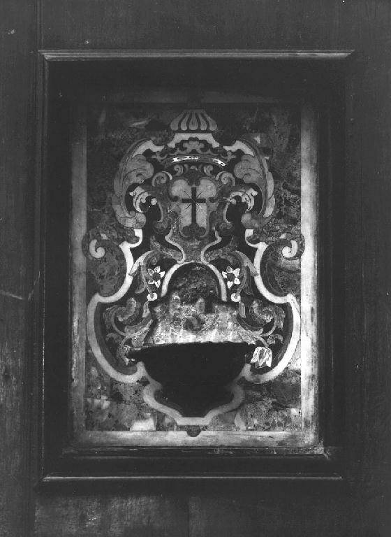 elementi decorativi (acquasantiera da parete) - bottega genovese (fine sec. XVII)