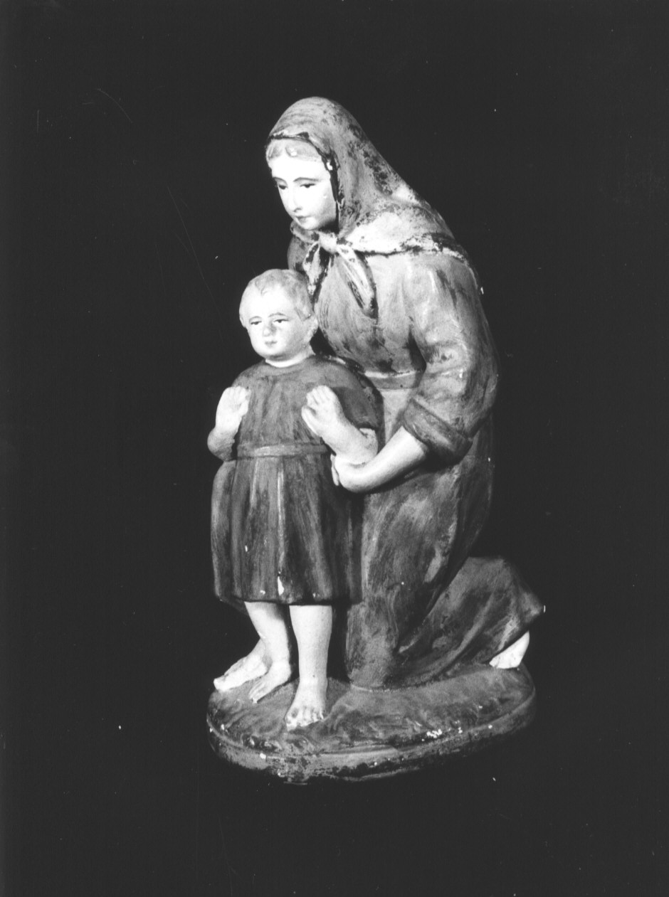 figura femminile con bambina (statua da presepio, elemento d'insieme) - PRODUZIONE LIGURE (sec. XX)