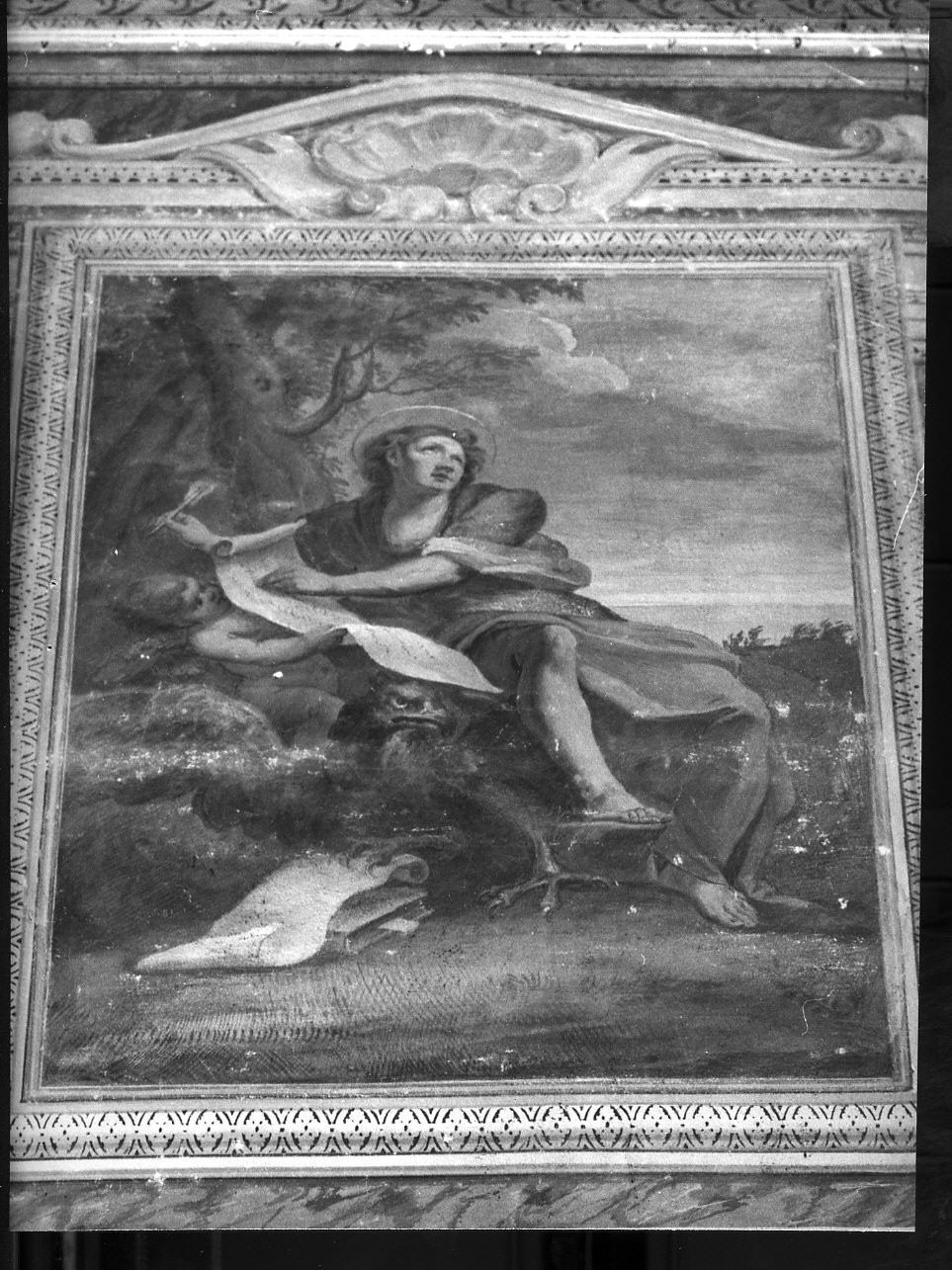San Giovanni Evangelista (decorazione pittorica, opera isolata) di Brusco Paolo Gerolamo detto Bruschetto, Brusco Angelo Stefano (secc. XVIII/ XIX)