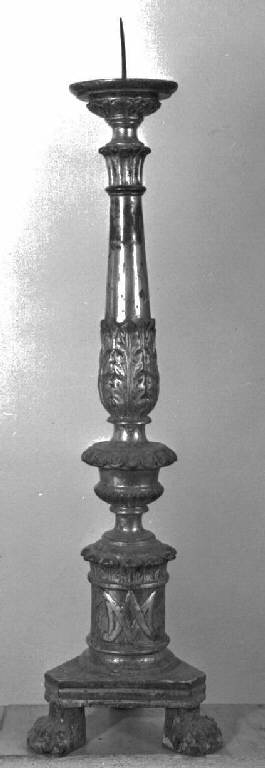 candeliere, opera isolata - bottega ligure (sec. XIX)