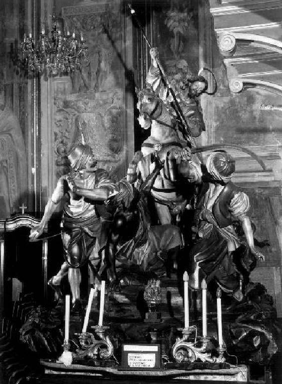 apparizione di San Giacomo il Maggiore nella battaglia di Clavio (gruppo scultoreo) di Navone Pasquale (seconda metà sec. XVIII)