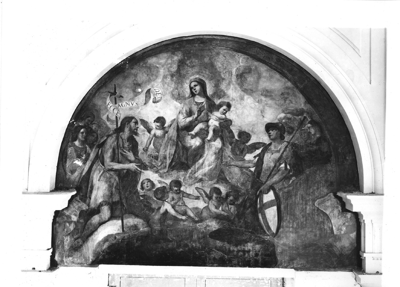 Madonna con Bambino e santi - Affreschi (negativo) di Cresta, Erminio (prima metà XX)