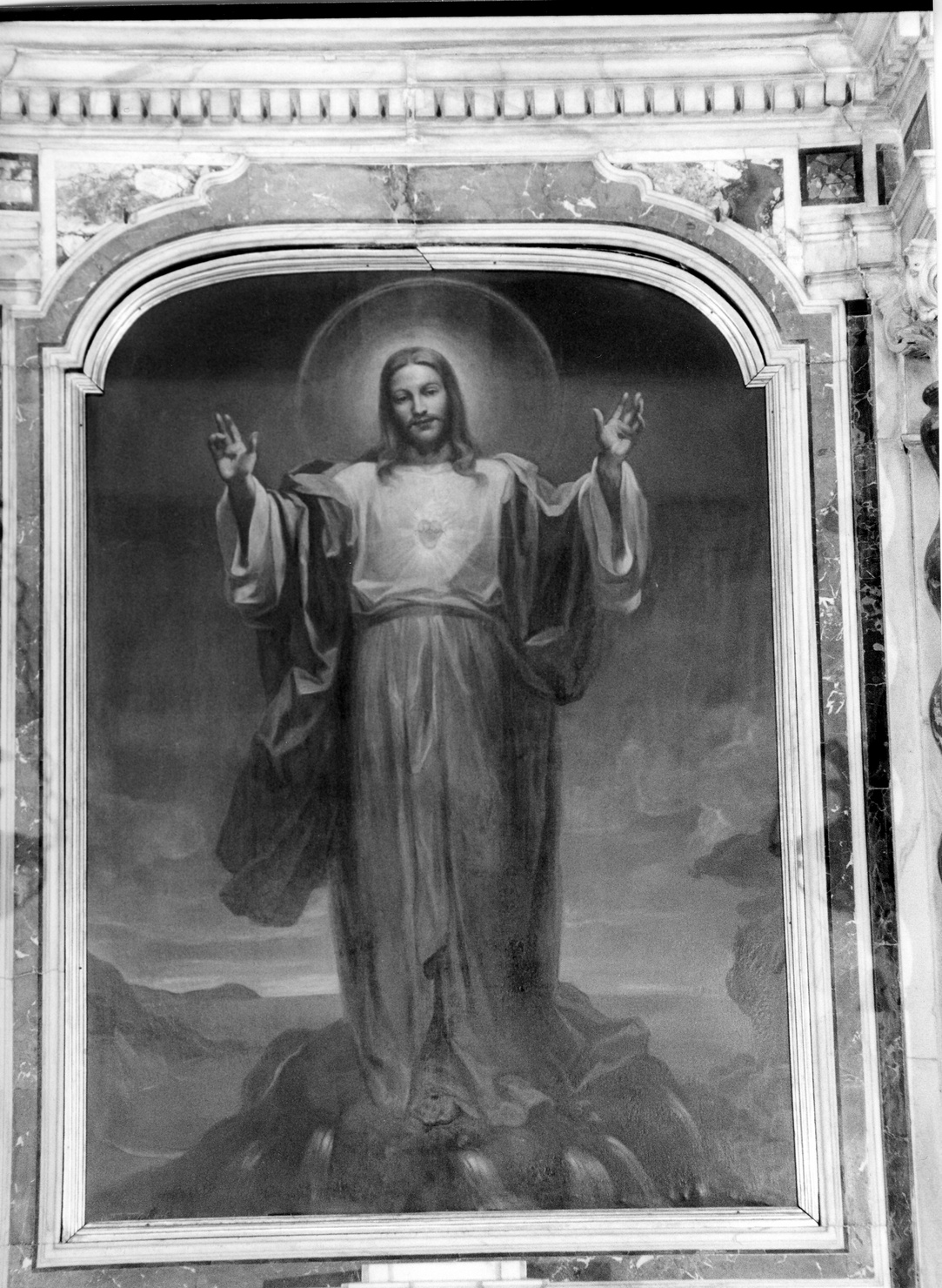 SACRO CUORE DI GESù, Sacro Cuore di Gesù (dipinto, opera isolata) di Traverso Mattia (prima metà sec. XX)