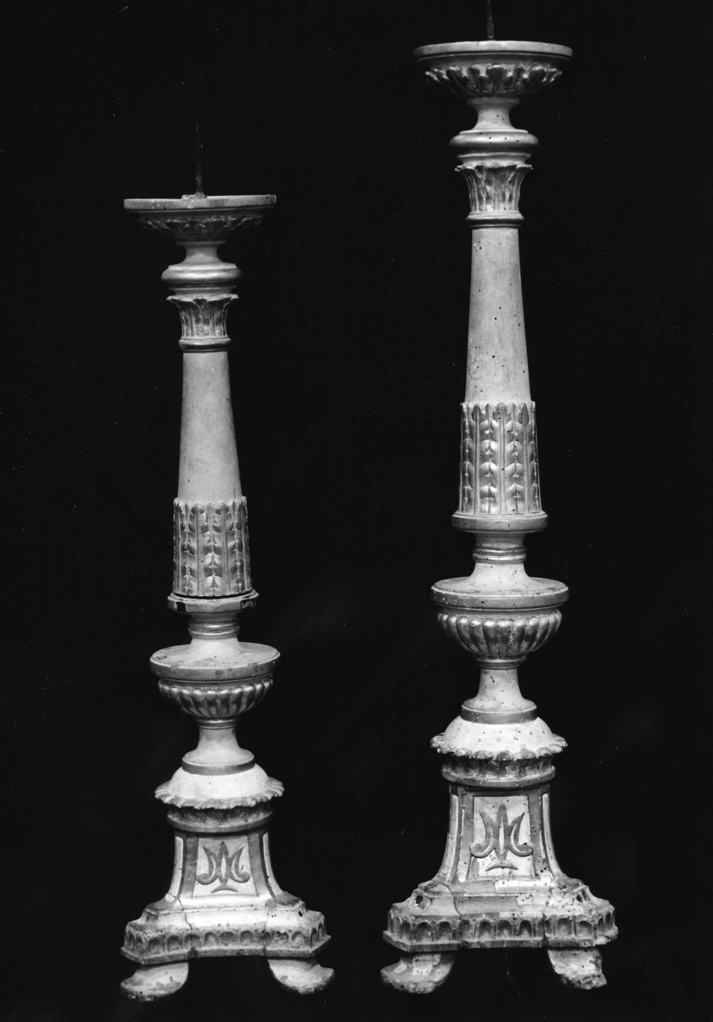 candeliere d'altare, serie - bottega ligure (sec. XIX)