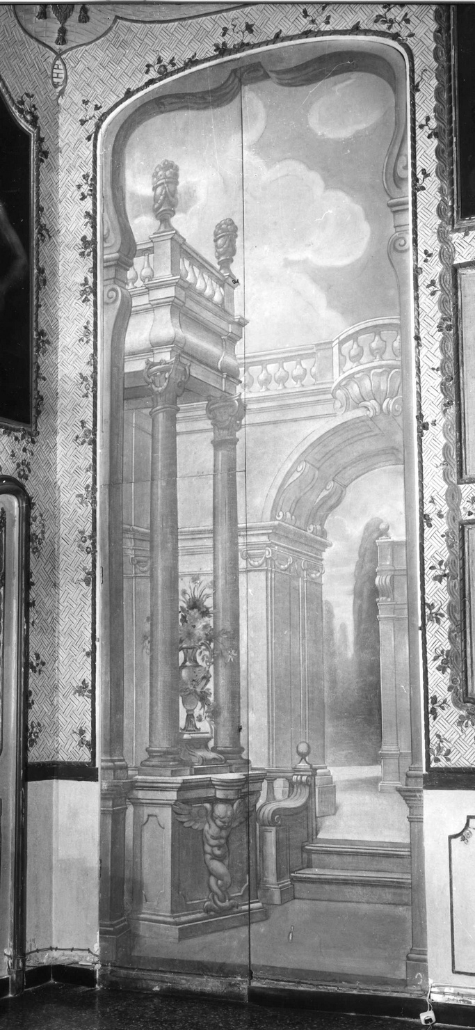 veduta di un palazzo (dipinto, opera isolata) - ambito ligure (prima metà sec. XIX)