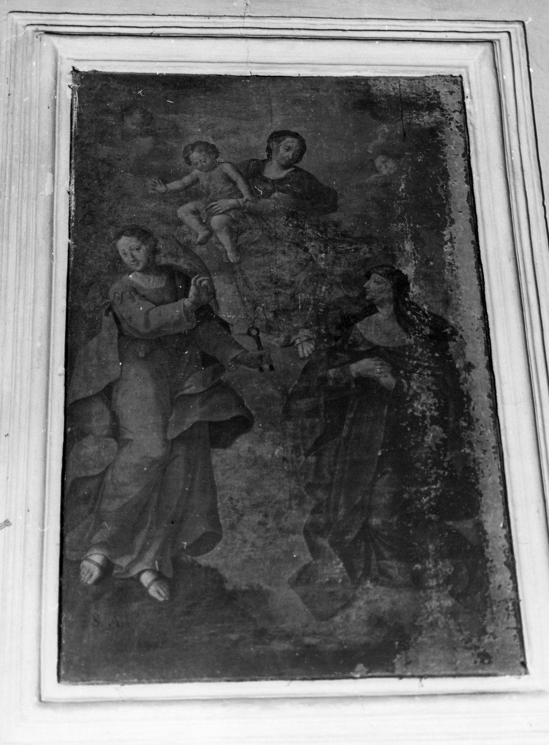 LA VERGINE COL BAMBINO FRA S. APOLLONIA E UNA SANTA MONACA, Madonna con Bambino e Sante (dipinto, opera isolata) - ambito ligure (sec. XVIII)