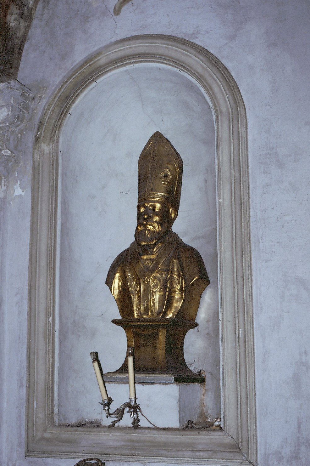 Santo Vescovo (busto, serie) - bottega ligure (fine sec. XVIII)