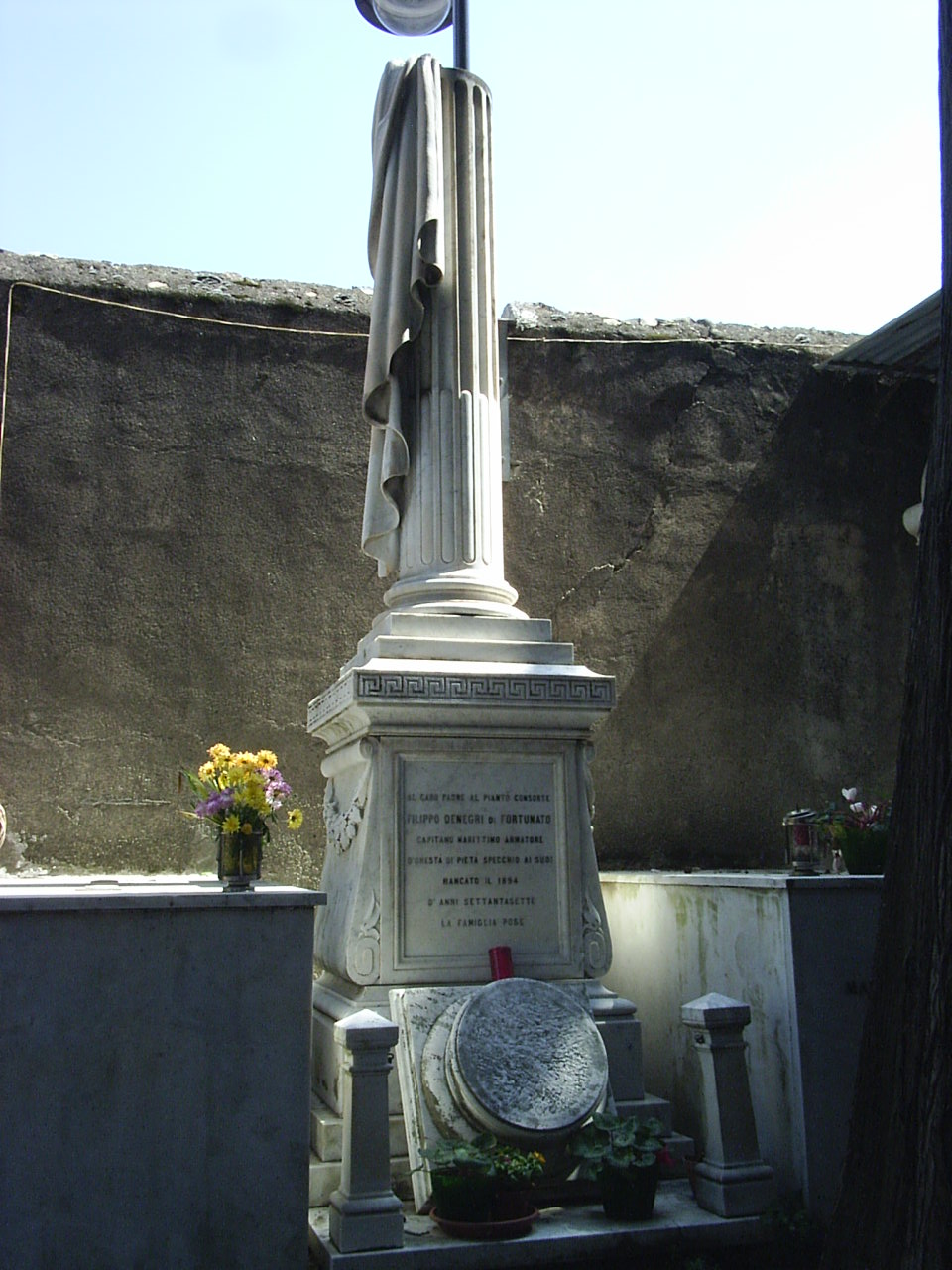 monumento funebre - a colonna, opera isolata - ambito ligure (sec. XIX)