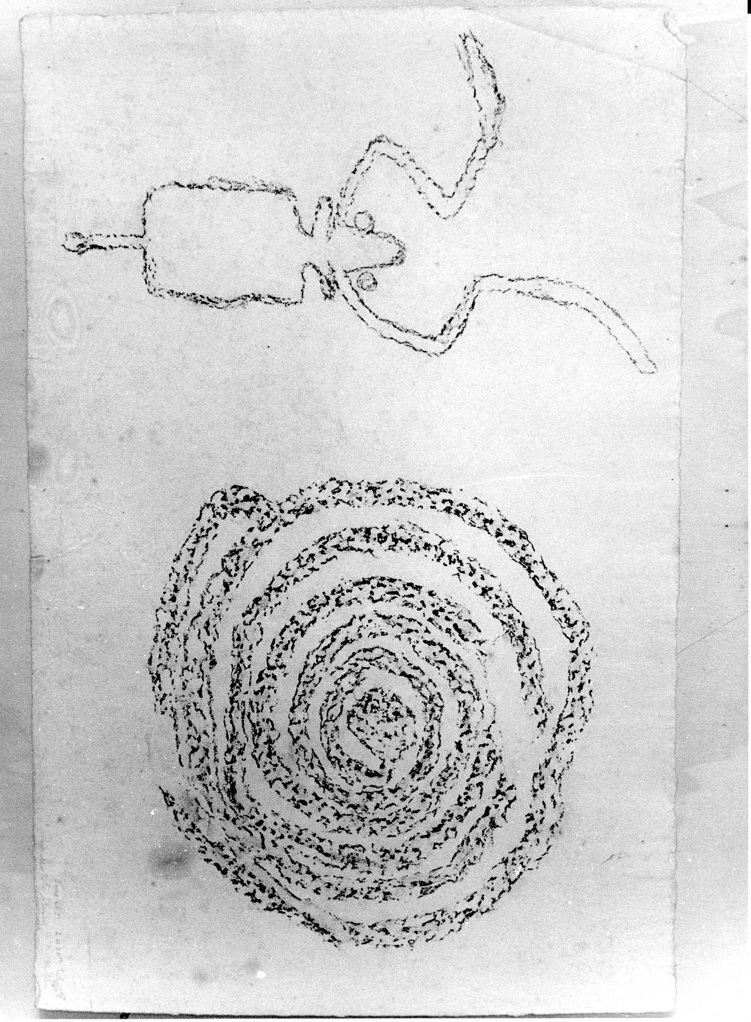 FIGURA ZOOMORFA E FIGURA SPIRALIFORME (disegno) di Bicknell Clarence (attribuito) (sec. XX)
