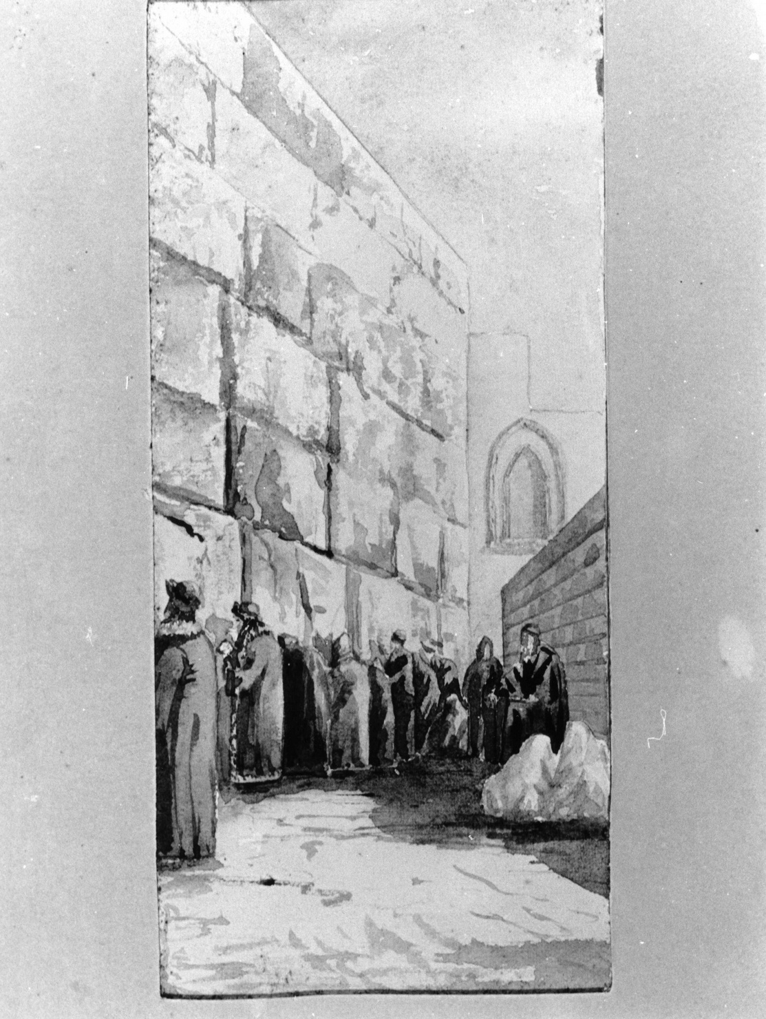 IL MURO DEL PIANTO A GERUSALEMME (disegno, opera isolata) di Hanbury Thomas (attribuito) (seconda metà sec. XIX)