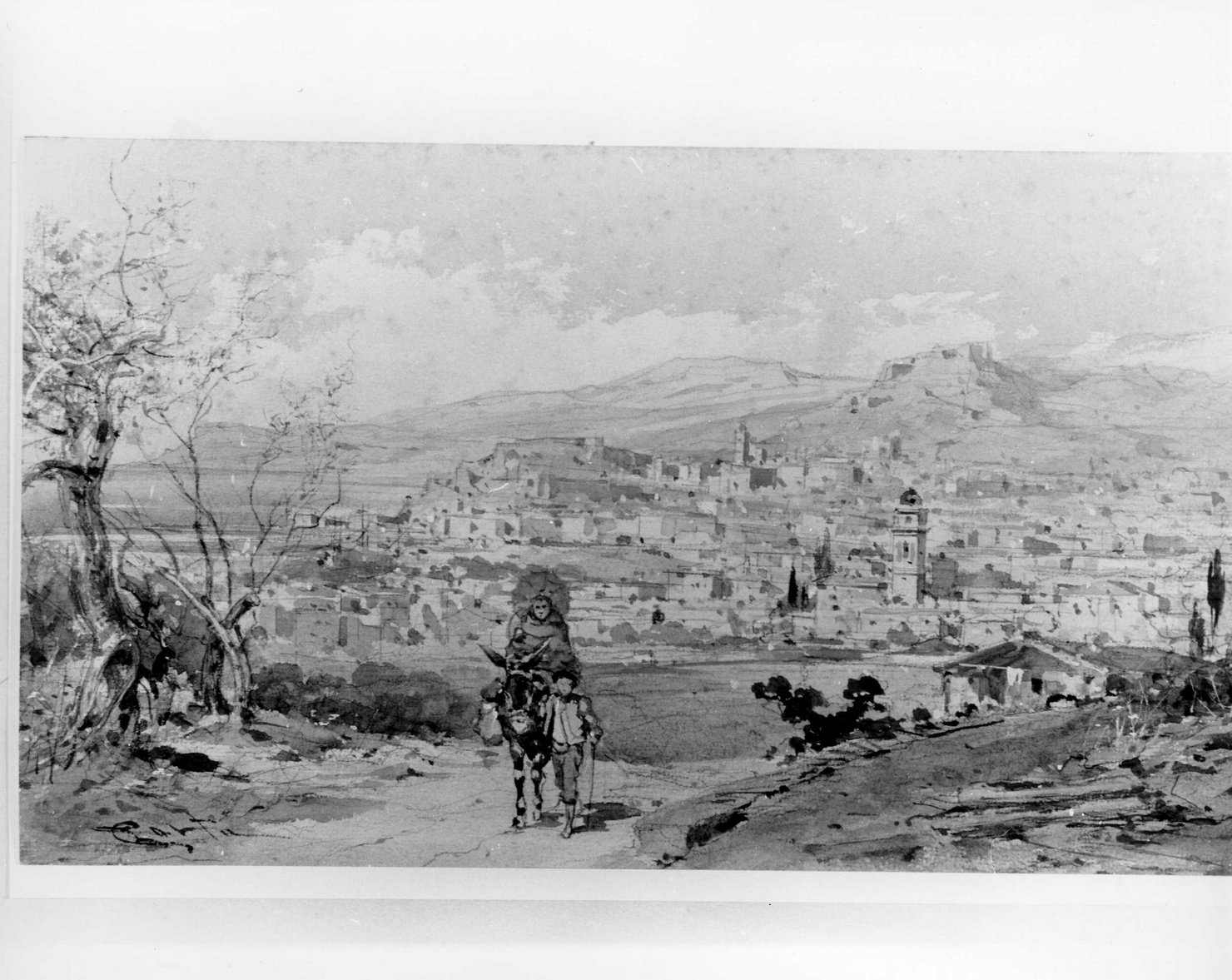Ventimiglia, veduta di Ventimiglia (disegno, opera isolata) di Costa Angelo (sec. XIX)