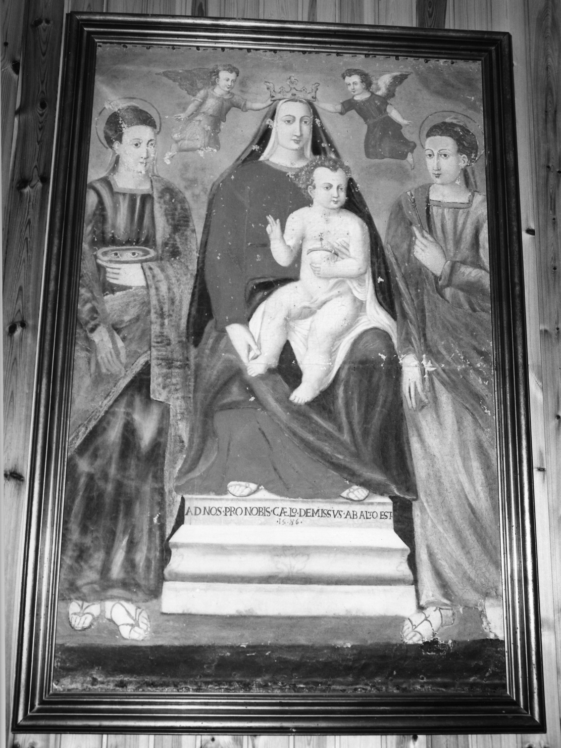 Madonna con Bambino in trono con Santa Lucia e Santa Apollonia (dipinto, opera isolata) - ambito ligure (sec. XVI)