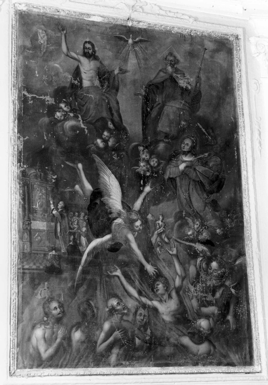 Madonna che intercede per le anime del purgatorio presso la Trinità (dipinto, opera isolata) - ambito ligure (metà sec. XVIII)