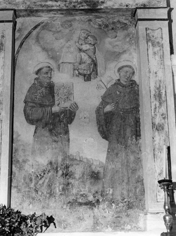 Madonna con Bambino tra San Nicola e Sant'Antonio da Padova (dipinto) - ambito laziale (sec. XVI)