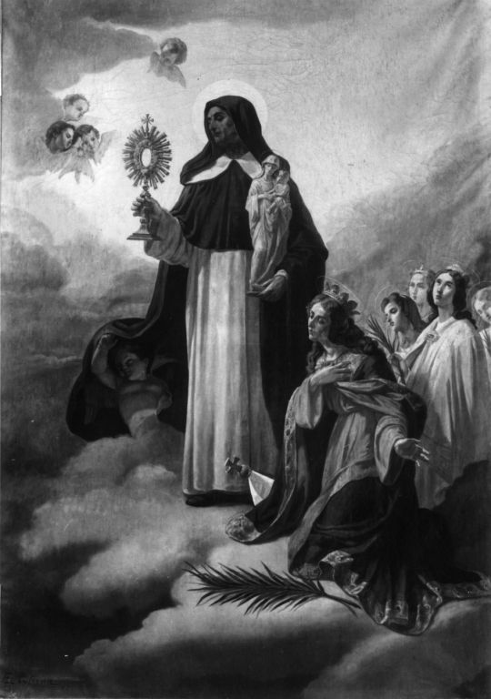 San Giacinto con Sant'Orsola e le sue compagne (dipinto) di Cisterna Eugenio (fine/inizio secc. XIX/ XX)