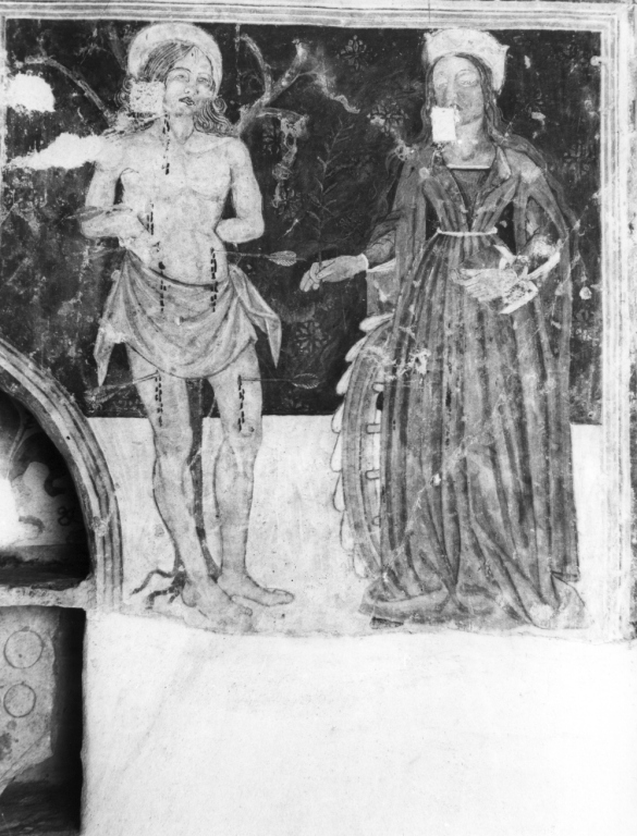 San Sebastiano e santa Caterina d'Alessandria (dipinto) - ambito laziale (fine sec. XV)