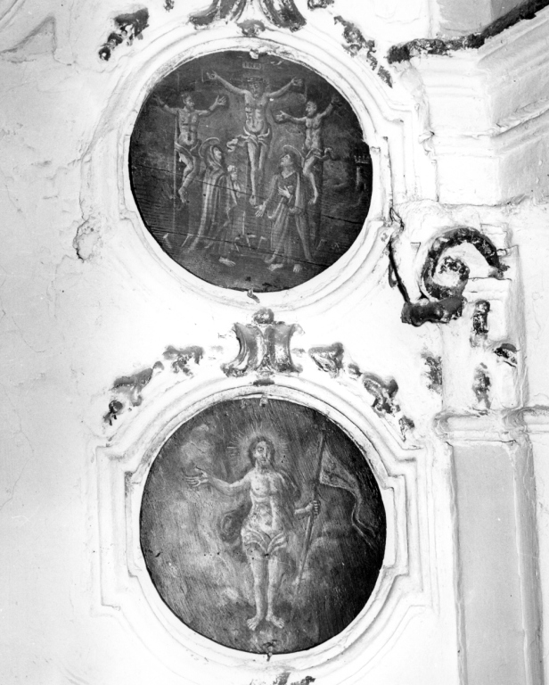 crocifissione di Cristo con la Madonna e San Giovanni Evangelista (dipinto) - ambito laziale (fine/inizio secc. XIX/ XX)