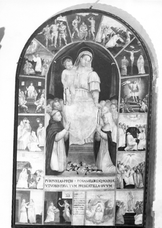 Madonna del Rosario con San Domenico e Santa Caterina da Siena (dipinto) - ambito napoletano (sec. XVI)