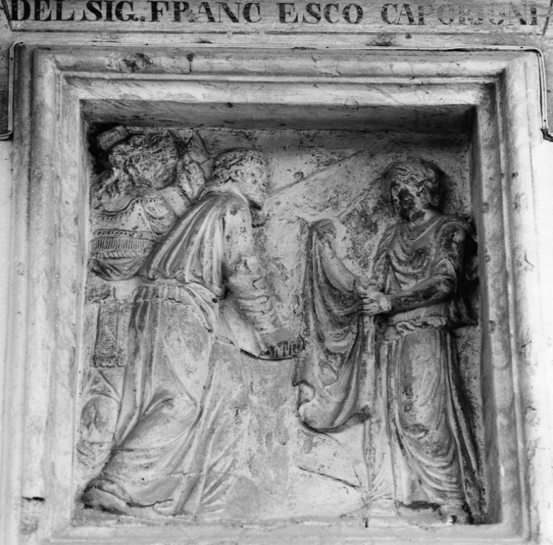 Cristo incontra la Veronica (formella) - ambito viterbese (sec. XVI)
