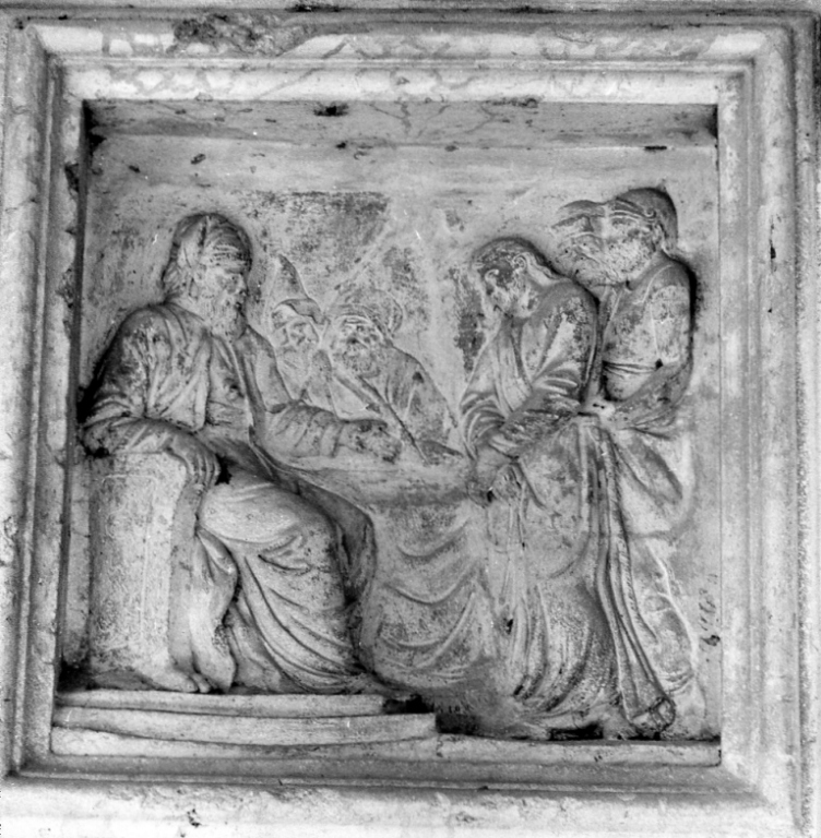 Cristo davanti a Pilato (formella) - ambito viterbese (sec. XVI)
