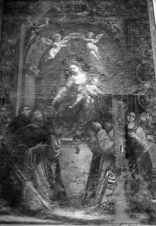Madonna del Rosario con Santi domenicani e misteri del rosario (dipinto) - ambito veneto (fine/inizio secc. XVI/ XVII)