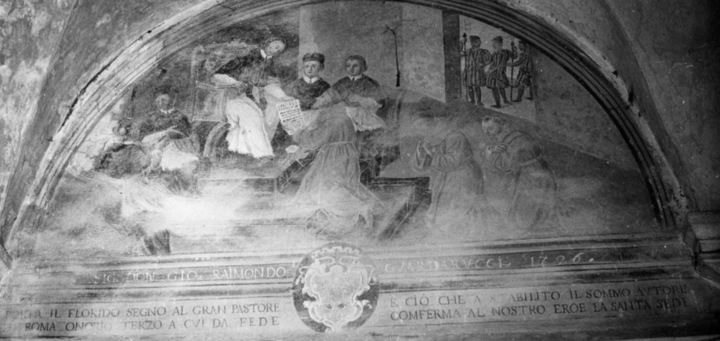 papa Onorio IV conferma la Regola carmelitana (dipinto, ciclo) - ambito viterbese (sec. XVIII)