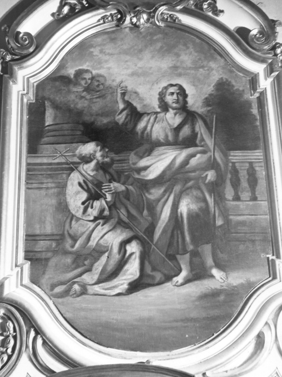 Cristo redentore con un devoto (San Pietro ?) (dipinto) - ambito napoletano (sec. XVIII)