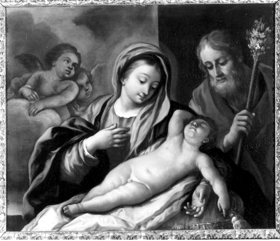 Sacra Famiglia con due angeli (dipinto) - ambito napoletano (sec. XVIII)
