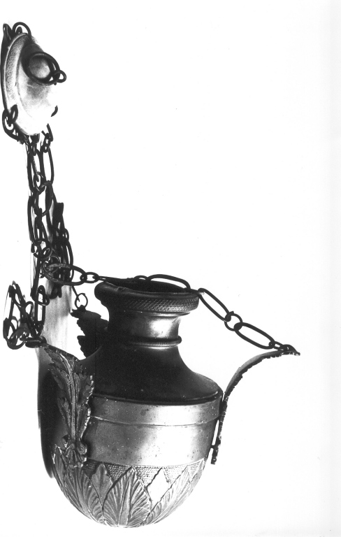 lampada pensile a vaso, coppia - manifattura laziale (sec. XIX)
