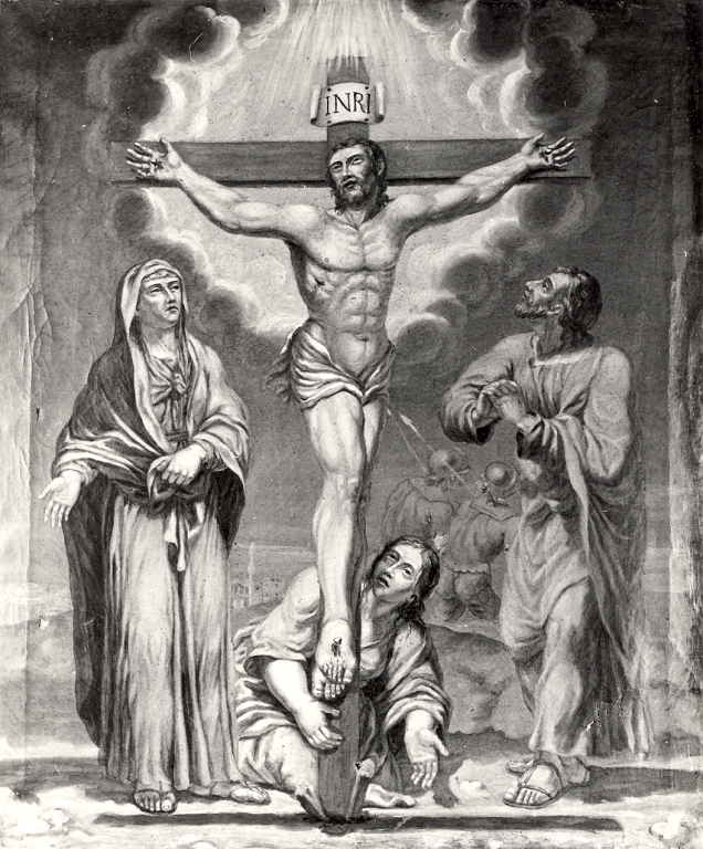 stazione XII: Gesù innalzato e morto in croce (dipinto) - ambito laziale (sec. XVIII)