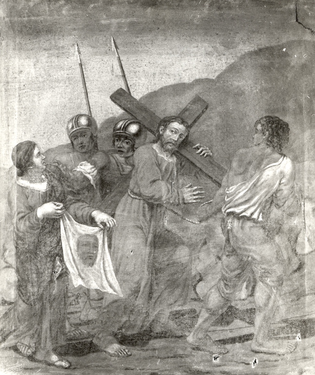 stazione VI: Gesù asciugato dalla Veronica (dipinto) - ambito laziale (sec. XVIII)