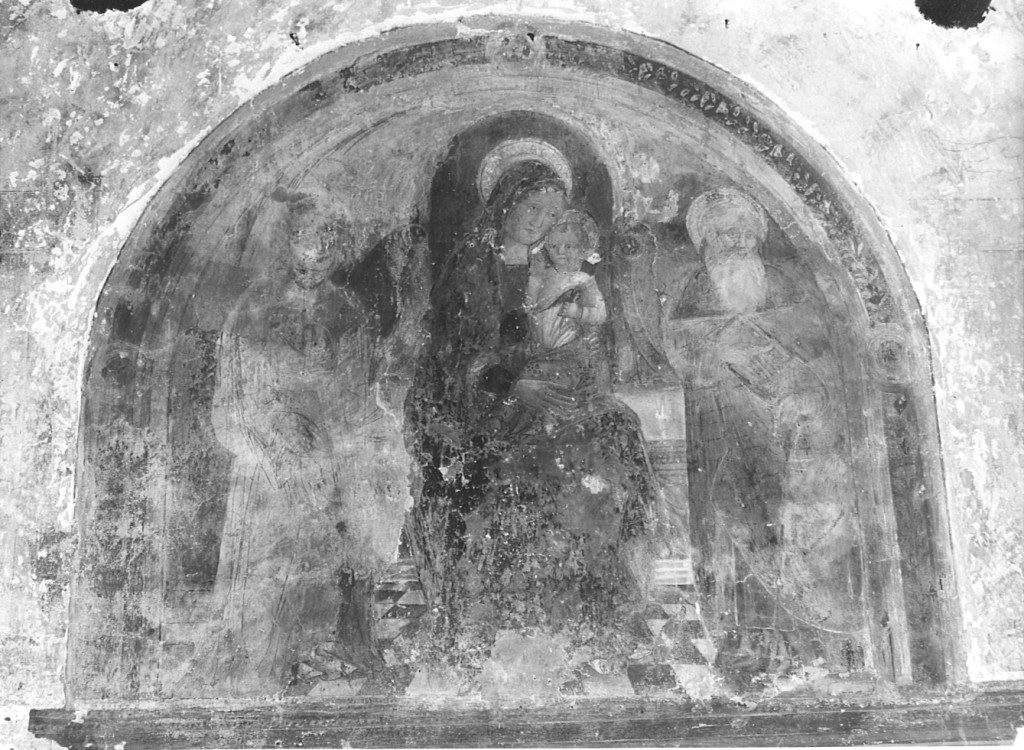 Madonna con Bambino in trono tra santi (dipinto) - ambito laziale (fine/inizio secc. XV/ XVI)
