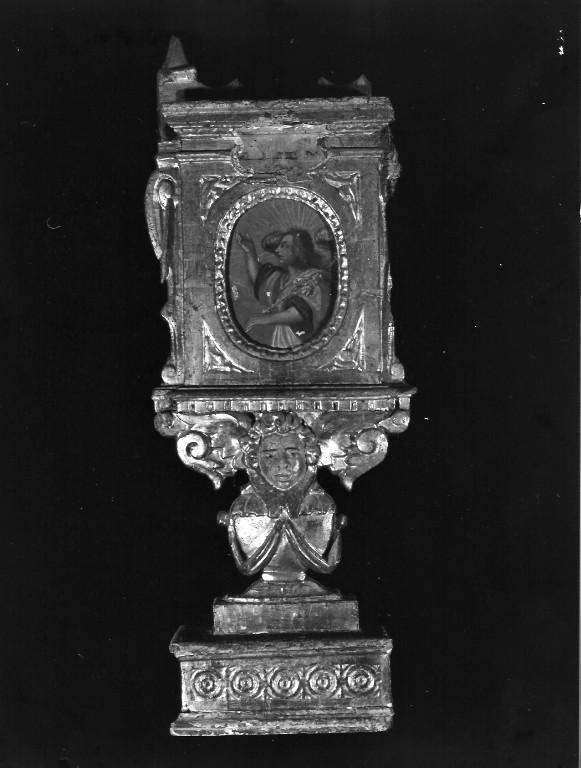 angelo annunciante (reliquiario architettonico - ad altarolo) - ambito viterbese (inizio sec. XVII)