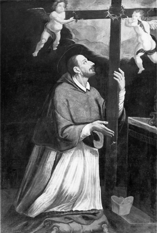 San Carlo Borromeo in adorazione della croce (dipinto) - ambito romano (prima metà sec. XVII)