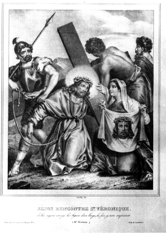 stazione VI: Gesù asciugato dalla Veronica (litografia, ciclo) - ambito parigino (sec. XVII)