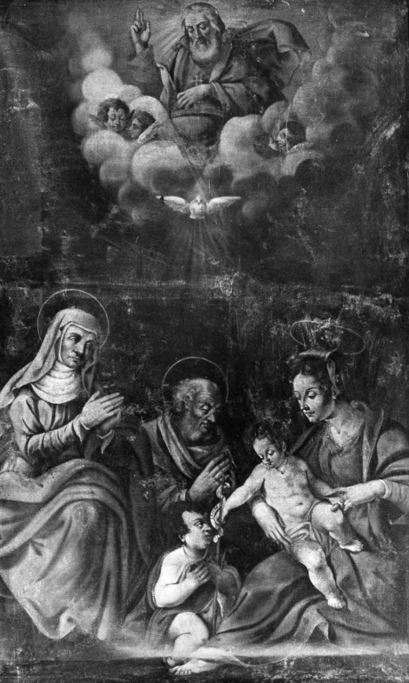 Sacra Famiglia con Sant'Anna e San Giovanni Battista bambino (dipinto) - ambito Italia centrale (primo quarto sec. XVII)