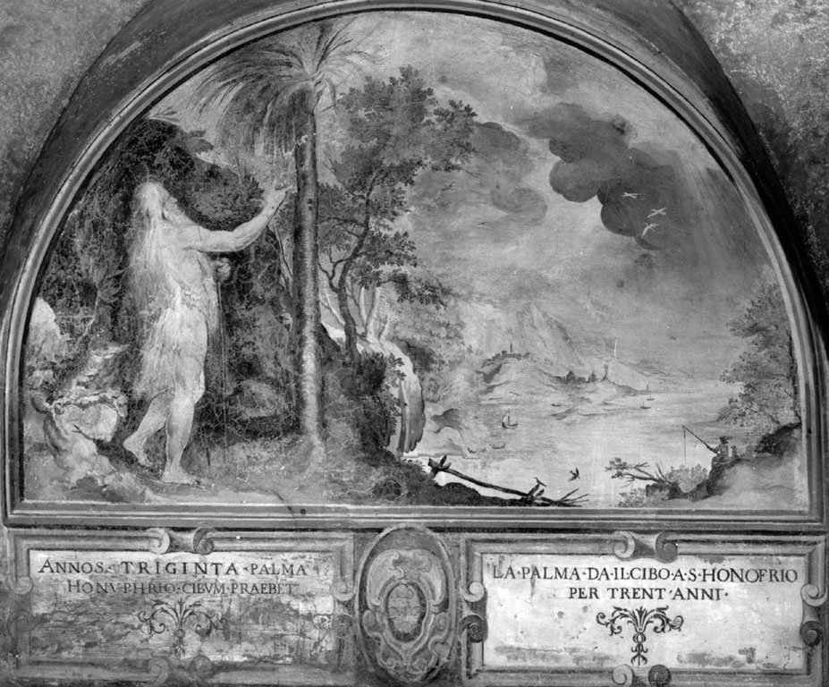 sant'Onofrio cibato dalla palma (dipinto) di Strada Vespasiano (e aiuti) (secc. XVI/ XVII)
