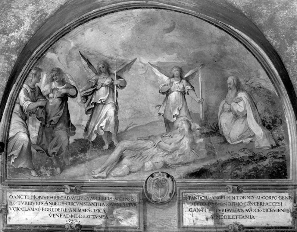 sant'Onofrio morto benedetto dagli angeli (dipinto) di Strada Vespasiano (e aiuti) (secc. XVI/ XVII)