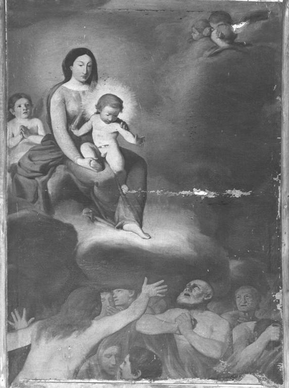 Madonna che intercede per le anime del purgatorio (dipinto) - ambito laziale (fine sec. XIX)