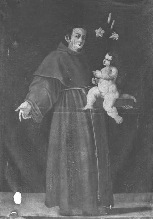 Sant'Antonio da Padova con il bambino (dipinto) - ambito laziale (fine sec. XVII)