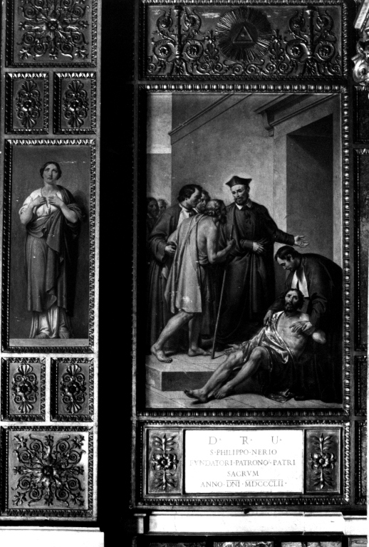 ospitalità di San Filippo Neri (dipinto) di Bigioli Filippo (sec. XIX)