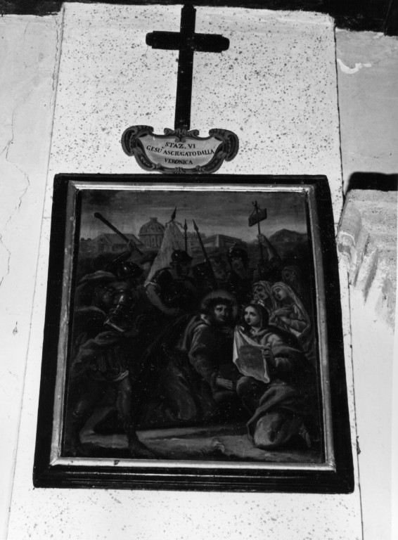 stazione VI: Gesù asciugato dalla Veronica (dipinto) - ambito Italia centrale (fine/inizio secc. XVII/ XVIII)