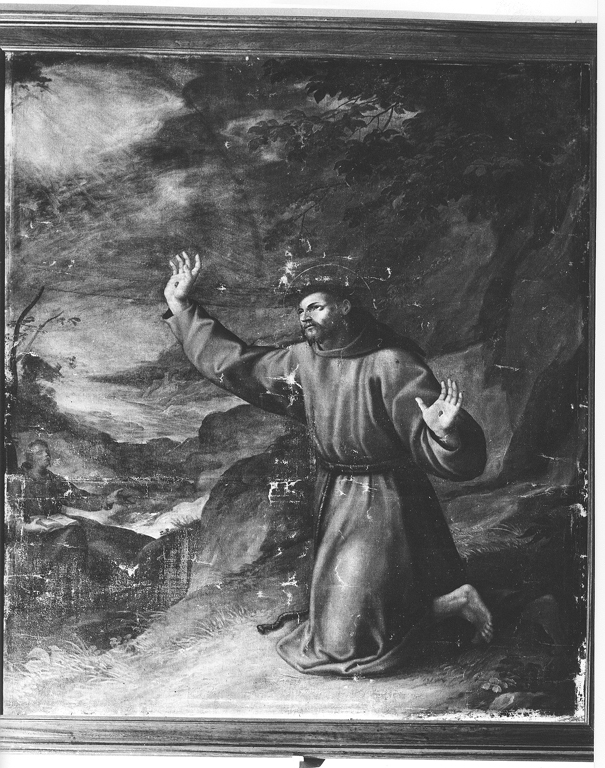 San Francesco d'Assisi riceve le stimmate (dipinto) - ambito Italia centrale (sec. XVII)